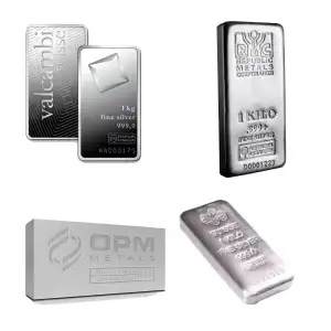 LBMA Approved 1kg silver bar - Various Mints (2)